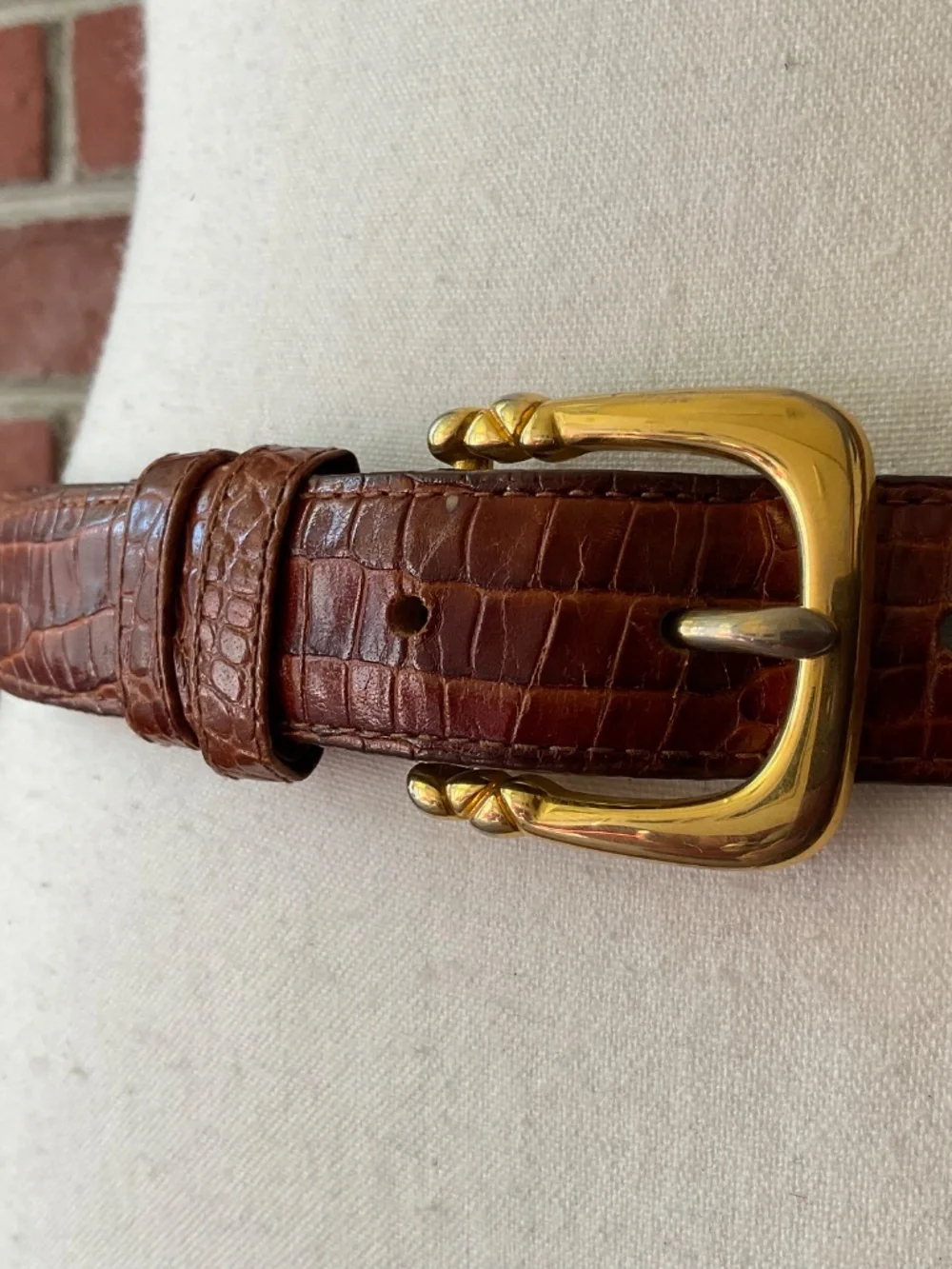 Ritz Brown Croc Embossed Leather Adjustable Belt Size M